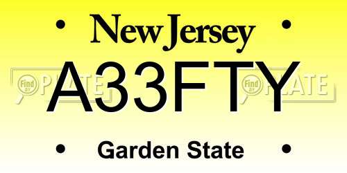 A33FTY New Jersey License Plate