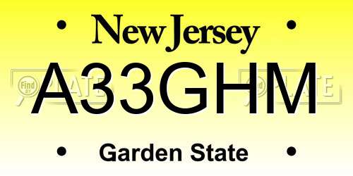 A33GHM New Jersey License Plate
