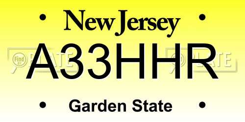 A33HHR New Jersey License Plate