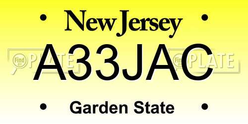 A33JAC New Jersey License Plate