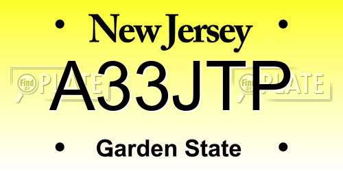 A33JTP New Jersey License Plate