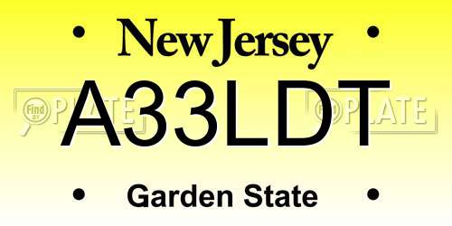 A33LDT New Jersey License Plate