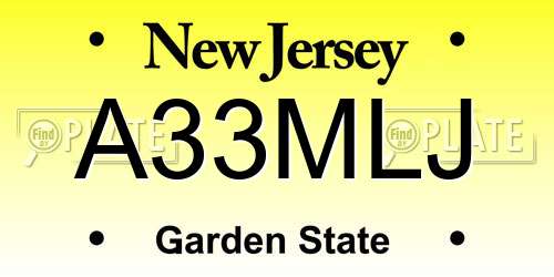 A33MLJ New Jersey License Plate