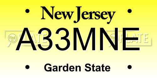 A33MNE New Jersey License Plate