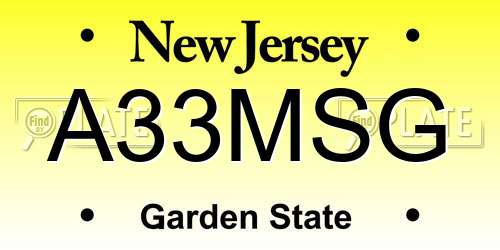 A33MSG New Jersey License Plate