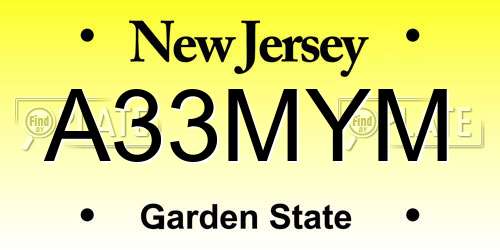 A33MYM New Jersey License Plate
