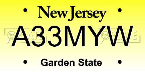 A33MYW New Jersey License Plate