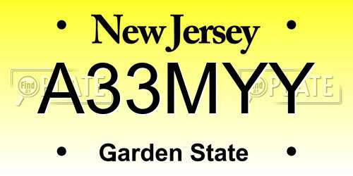 A33MYY New Jersey License Plate