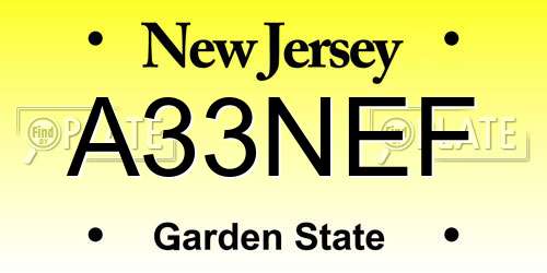 A33NEF New Jersey License Plate