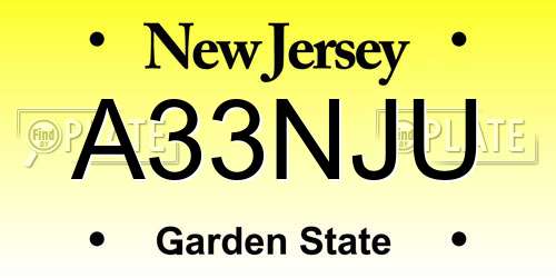 A33NJU New Jersey License Plate