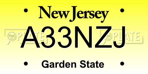 A33NZJ New Jersey License Plate