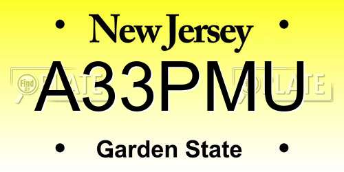A33PMU New Jersey License Plate