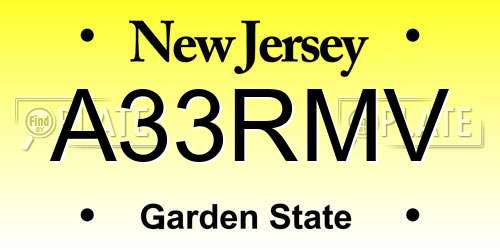 A33RMV New Jersey License Plate