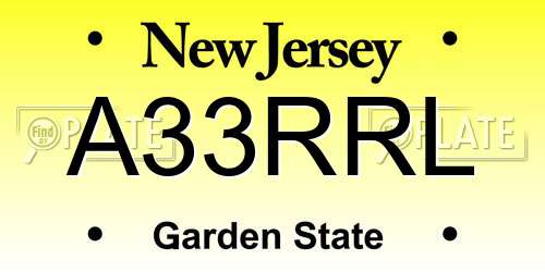 A33RRL New Jersey License Plate