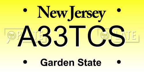 A33TCS New Jersey License Plate
