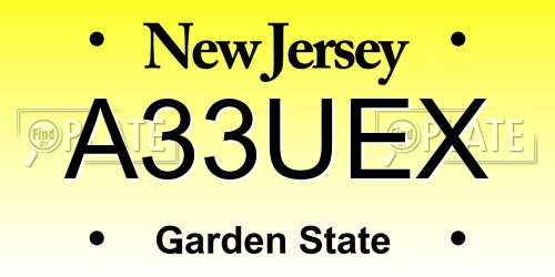 A33UEX New Jersey License Plate