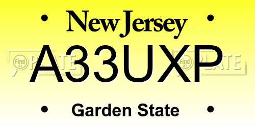 A33UXP New Jersey License Plate