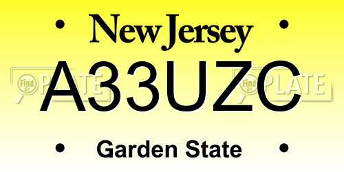 A33UZC New Jersey License Plate