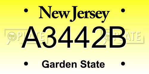 A3442B New Jersey License Plate