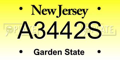 A3442S New Jersey License Plate