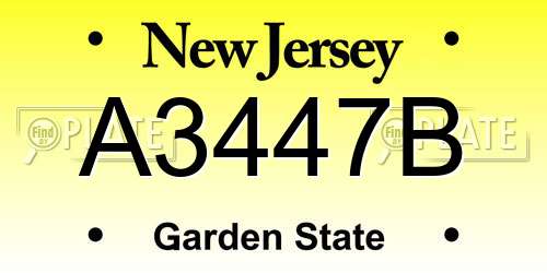 A3447B New Jersey License Plate