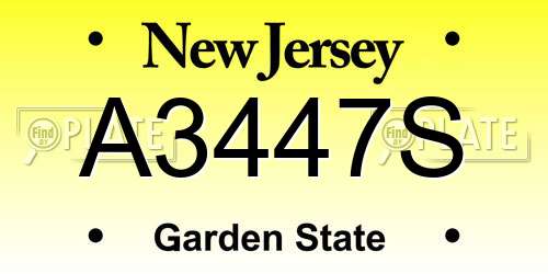 A3447S New Jersey License Plate