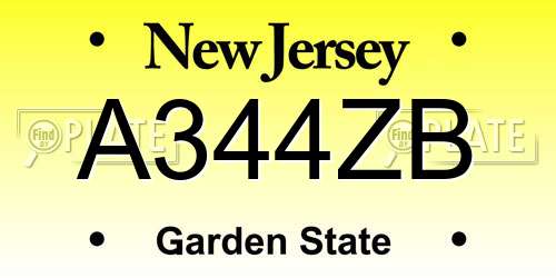 A344ZB New Jersey License Plate