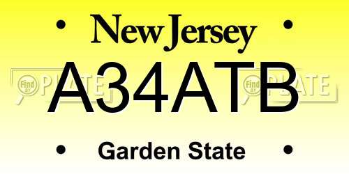A34ATB New Jersey License Plate
