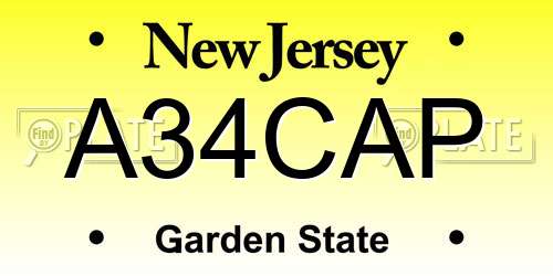 A34CAP New Jersey License Plate