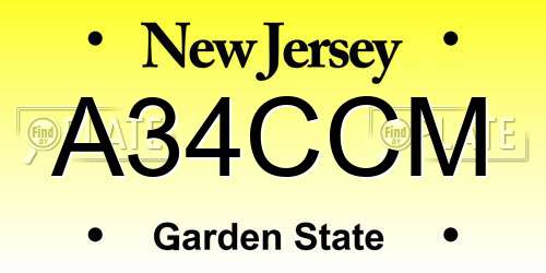 A34CCM New Jersey License Plate