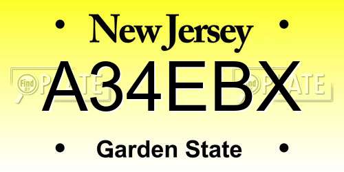 A34EBX New Jersey License Plate