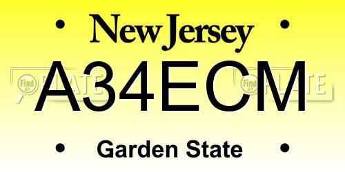 A34ECM New Jersey License Plate