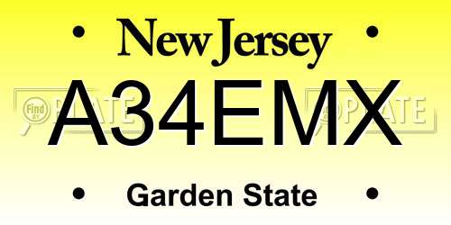 A34EMX New Jersey License Plate