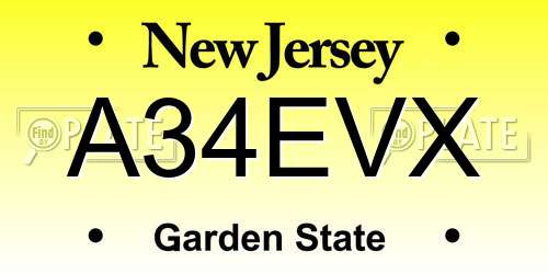 A34EVX New Jersey License Plate