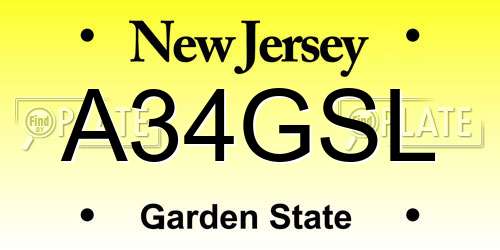 A34GSL New Jersey License Plate
