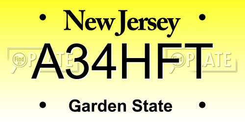 A34HFT New Jersey License Plate