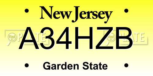 A34HZB New Jersey License Plate