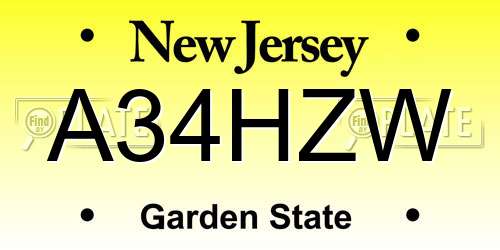 A34HZW New Jersey License Plate