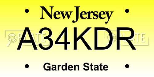 A34KDR New Jersey License Plate