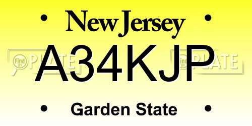 A34KJP New Jersey License Plate