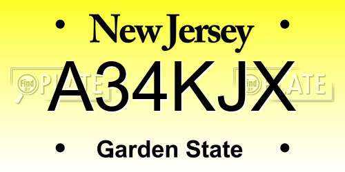 A34KJX New Jersey License Plate