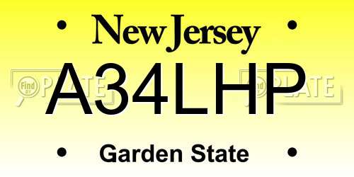 A34LHP New Jersey License Plate