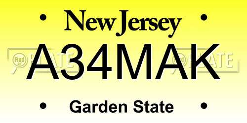 A34MAK New Jersey License Plate