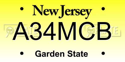 A34MCB New Jersey License Plate