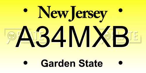 A34MXB New Jersey License Plate