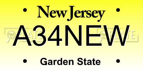 A34NEW New Jersey License Plate