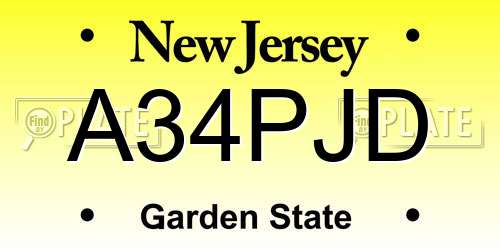 A34PJD New Jersey License Plate