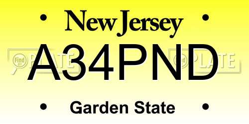 A34PND New Jersey License Plate