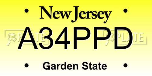 A34PPD New Jersey License Plate