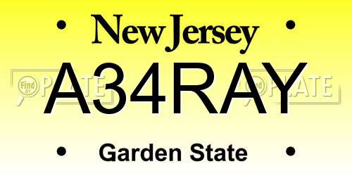 A34RAY New Jersey License Plate